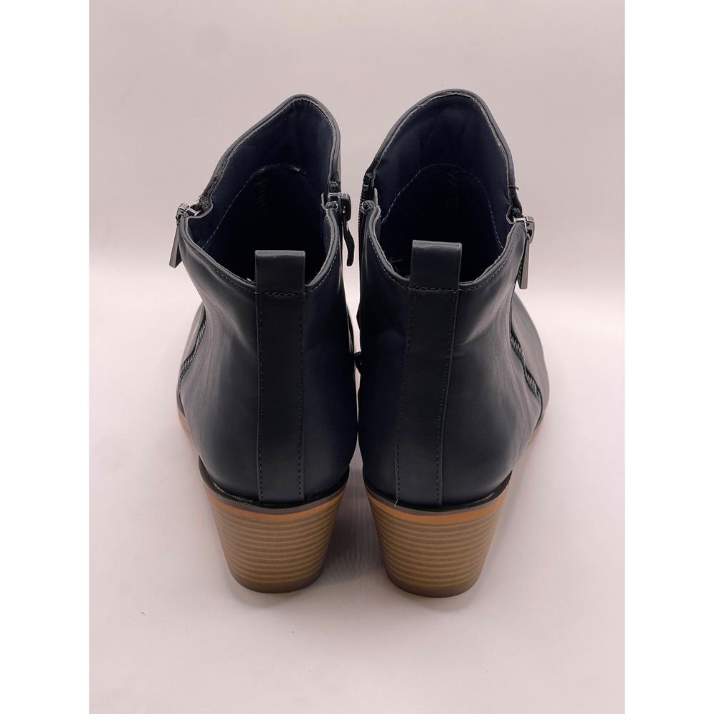 Journee Collection Rebel Navy Blue Ankle Boots Block Heel Side Zip Womens 12 - Picture 2 of 7